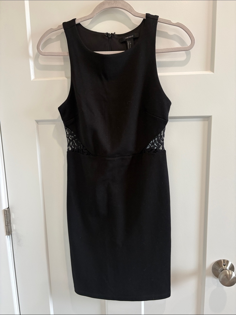 Forever 21 Black Sleeveless Lace-Panel Bodycon Mini Dress